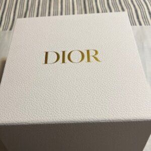 NWT Authentic Christian Dior Textured White/Gold Gift Box W/ Ribbon and Bag